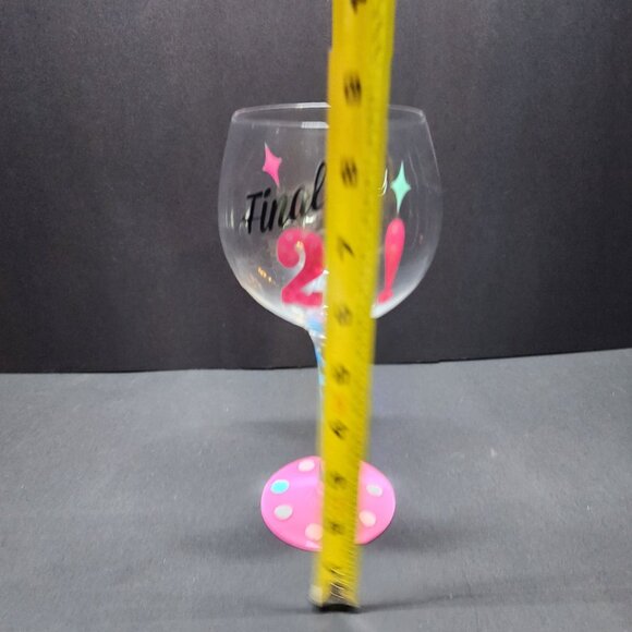 Finally 21 Birthday Wine Glass Hand Painted 15 oz Decorative 8.5'' Tall - Picture 6 of 7